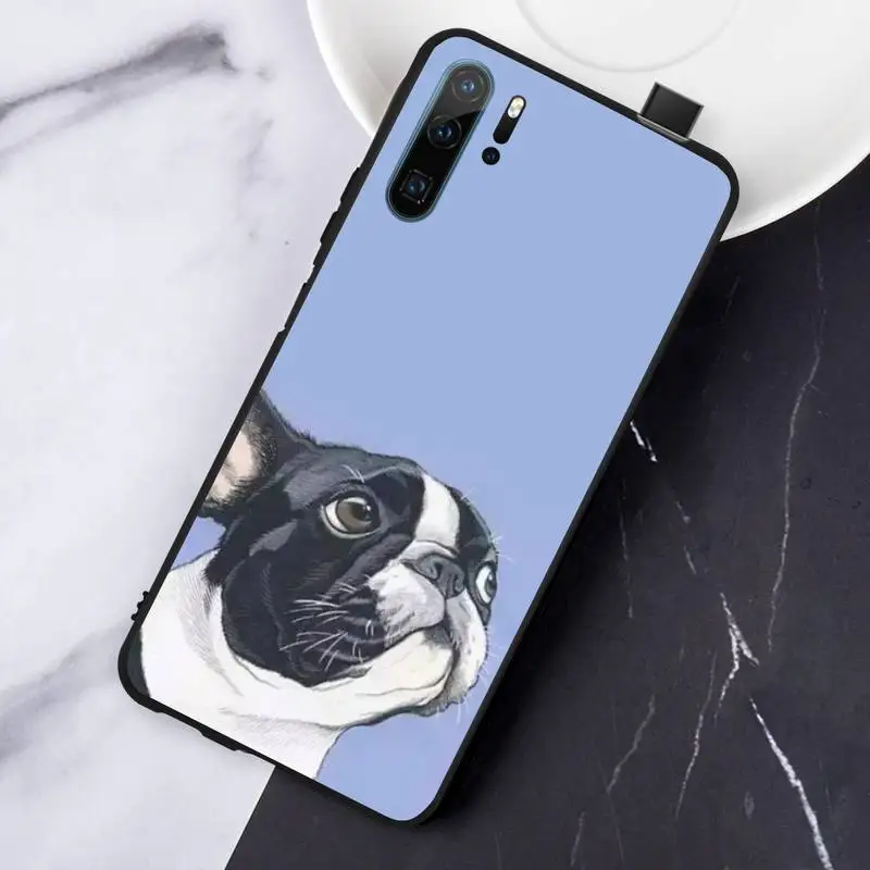 

Bulldog Cute Funny French painting Phone Case For Huawei honor Mate P 10 20 30 40 Pro 10i 9 10 20 8 x Lite