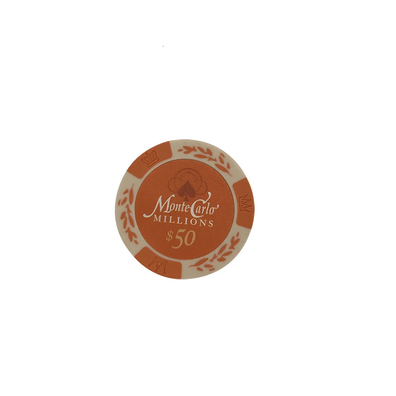 50 yuan face value K8356 25 шт./лот доллар пшеничной пленки глиняные чипы монеты Baccarat Texas Hold'em Цвет Корона глина покерные игровые чипы Pokerstars 14 г - Цвет: 50 yuan face value