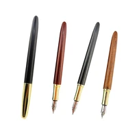 high quality brass ebony red tan wooden gift golden medium nib luxury fountain pen