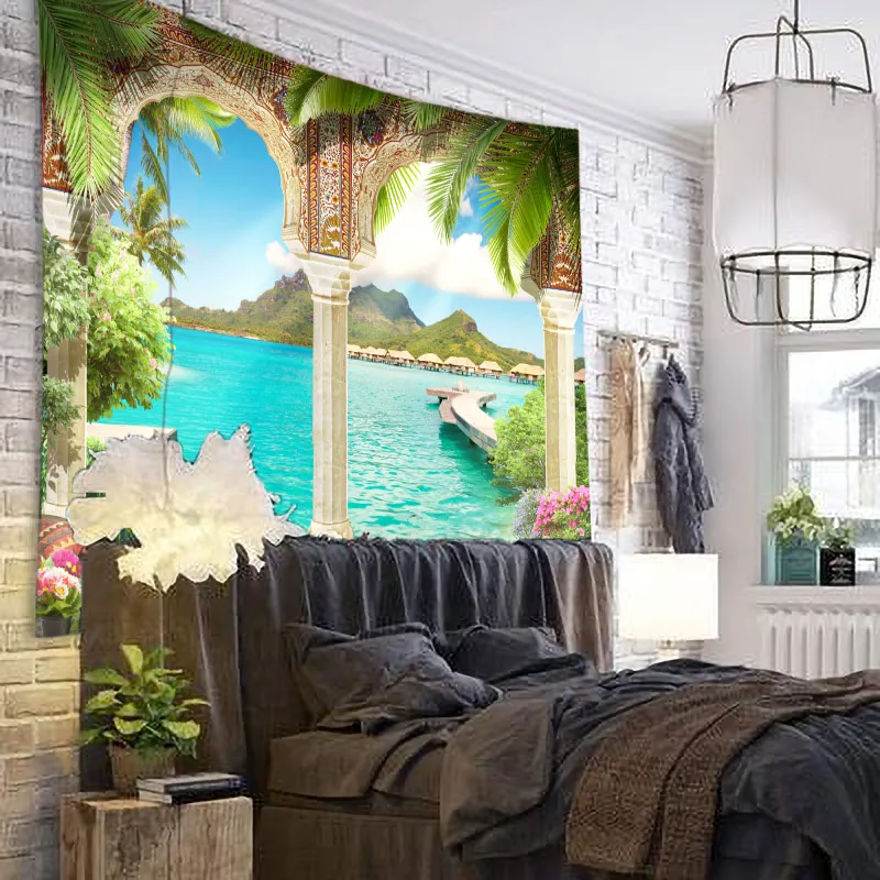 

Natural Landscape Tapestry Wall Hanging Cloth Bed Spread Beach Towel Table Cloth YogaMat House Decoration Living Room Decoration