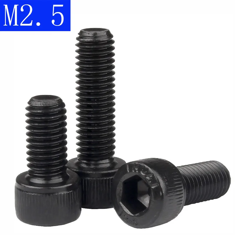 

M2.5 - 0.45 2.5mm Black 12.9 Grade Alloy Steel Allen Hex Socket Cap Head Screw DIN 912