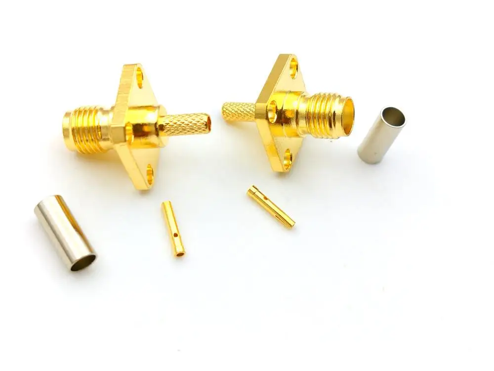 100 шт. RF коаксиальный разъем SMA для монтажа на панели 4 отверстия кабеля RG316 RG174 |