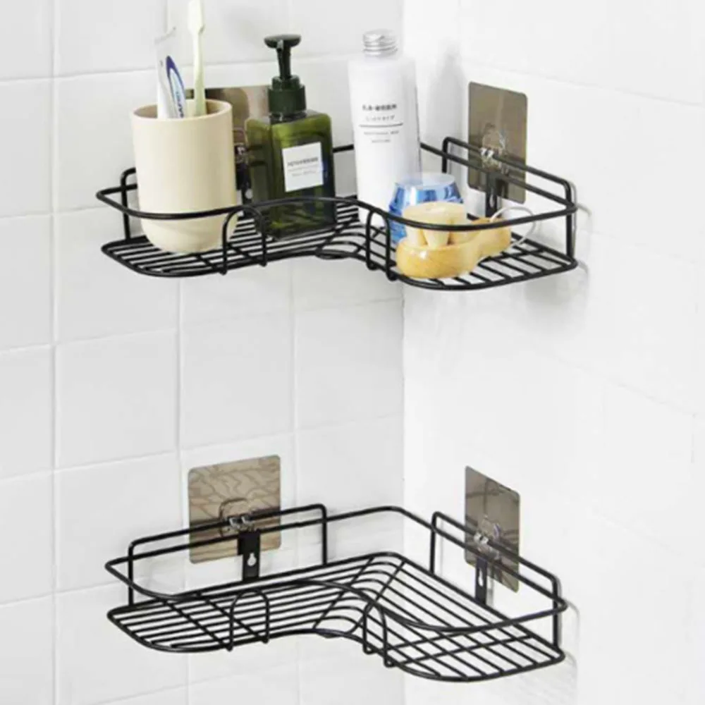 

Kitchen bathroom metal racks bathroom without punchingsolid shower installationstorage rack kitchen triangle rack with 2 hooks