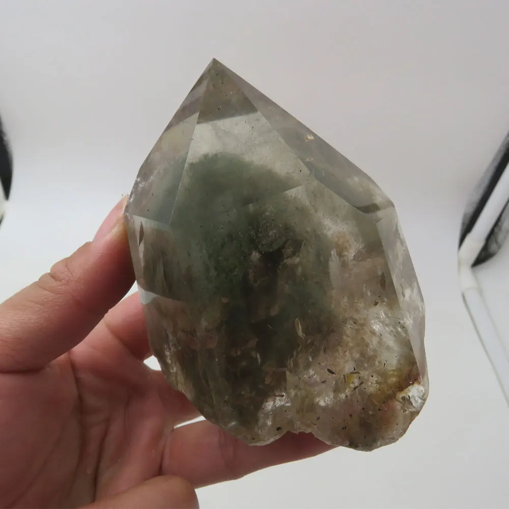 315g 100% Natural AAA Phantom Quartz Crystal Single Terminated Wand Point six prism Reiki Healing Mineral Specimen Stone | Дом и сад