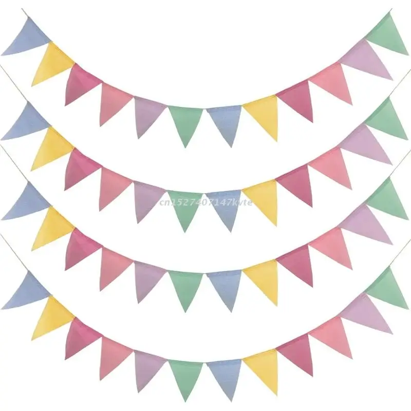 

4Pcs 4 Meters 12 Pieces Funny Bunting Chains Banner Rainbow Colorful Faux Linen Garland for Wedding Party Christmas Outdoor