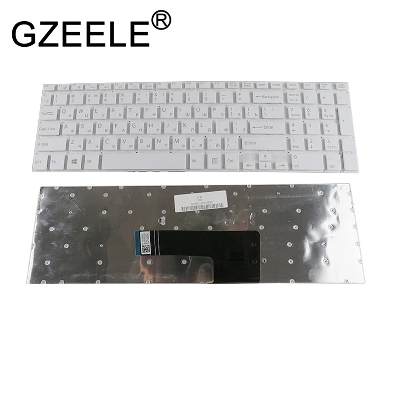 Белый GZEELE Новая русская клавиатура для ноутбука sony VAIO SVF152C29V SVF153A1QT SVF152 SVF15A100C SVF152100C SVF153 SVF1521Q1RW SVF15 - Цвет: Белый