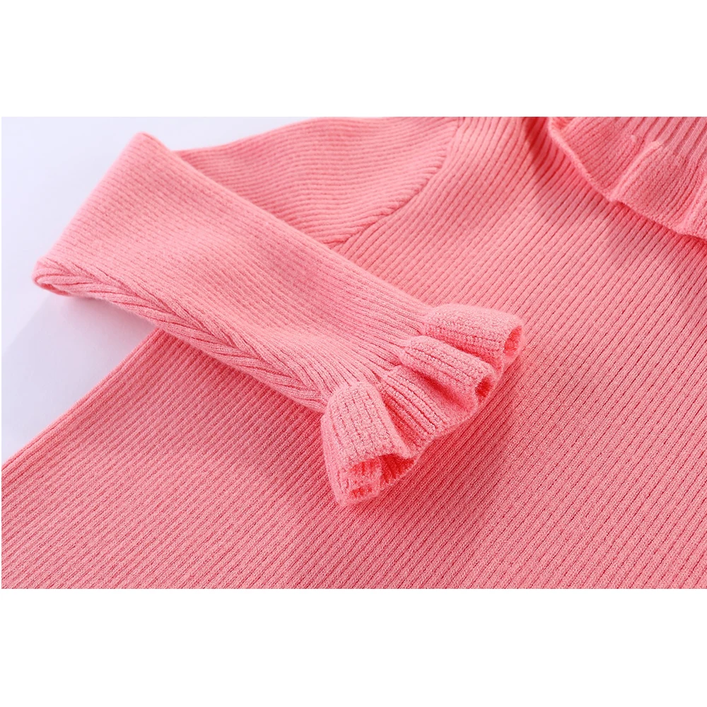 

LittleSpring Toddler Girls Sweaters Cherry Decorated Turtleneck Ruffle Sweet Sweater