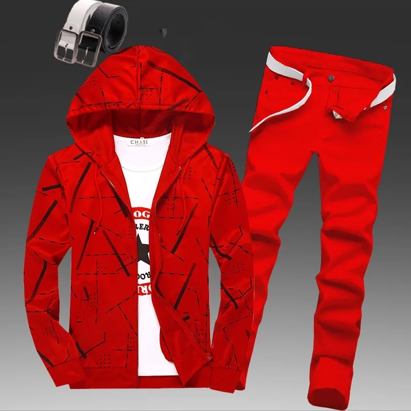 Спортивный костюм мужской из двух предметов свитшот с капюшоном и принтом в