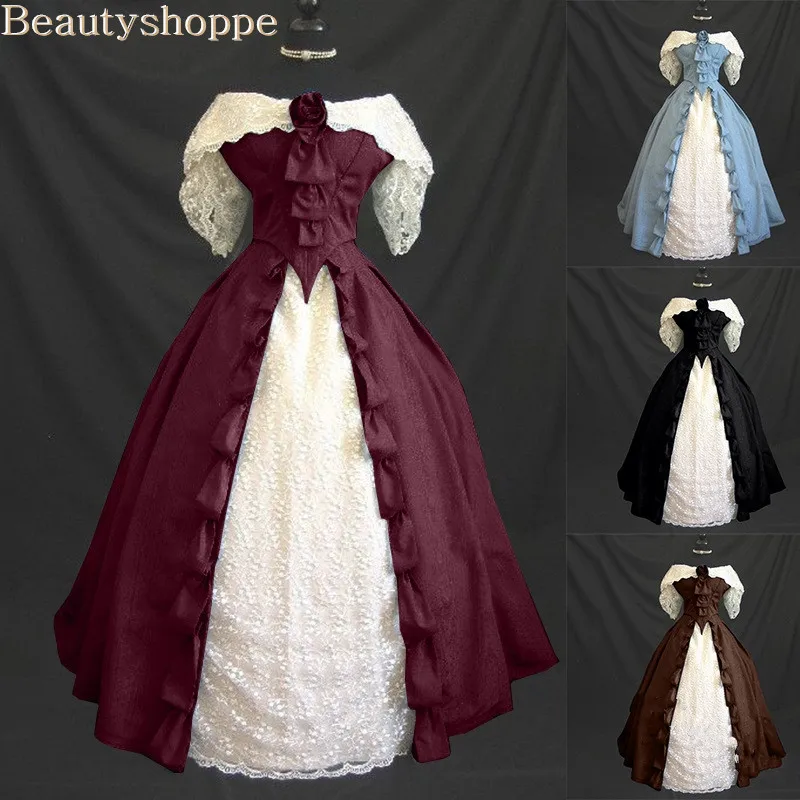 Косплей средневековое кружевное сексуальное платье принцессы с коротким