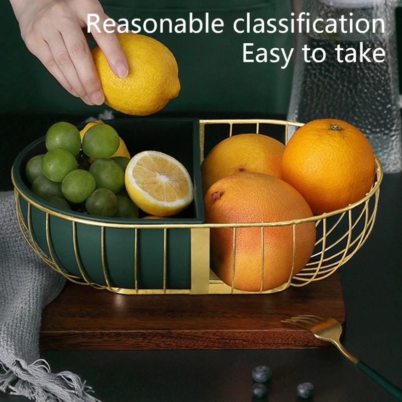 

European Wrought Iron Fruit Basket Metal Wire Hollow Out Drain Bowl Snacks Storage Dish Stand for Living Room Kitchen