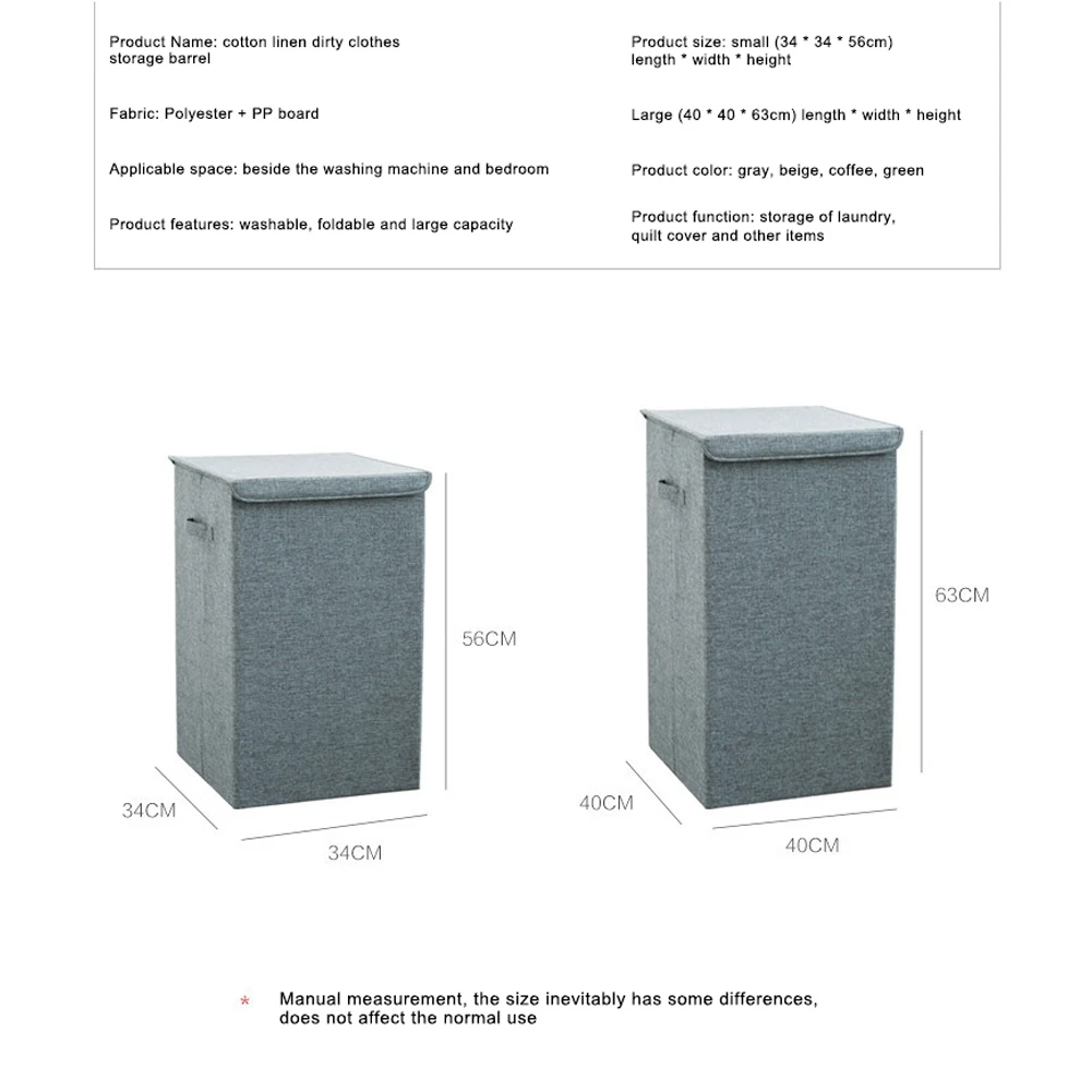 

Foldable Laundry Basket Dirty Clothes Storage Basket Household Laundry Hamper with Handle