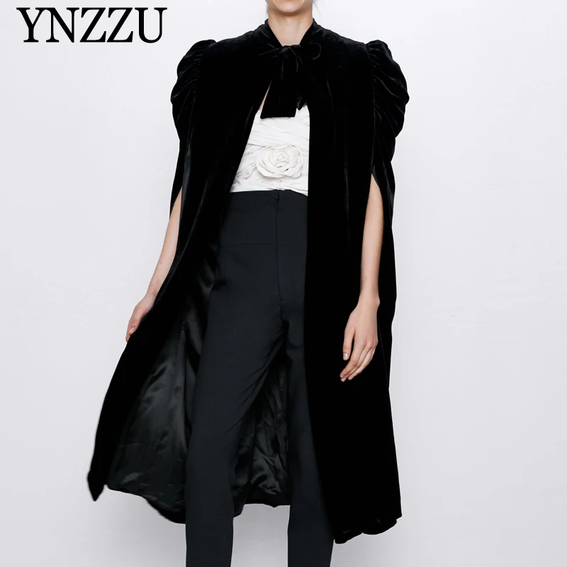 Женская длинная бархатная накидка YNZZU 9O152 Весенняя модная Свободная Повседневная