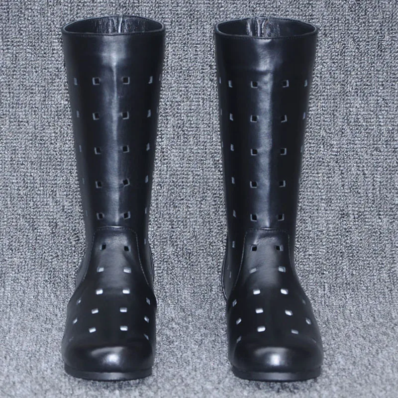 Женские Простые дышащие полусапожки из кожи с натуральным лицевым покрытием