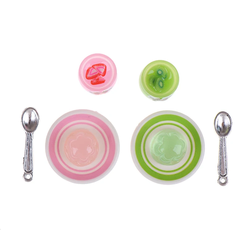 

4Pcs/set 1/12 1/6 Dollhouse Miniature Resin Food Jam Pudding Dolls House Accessories New
