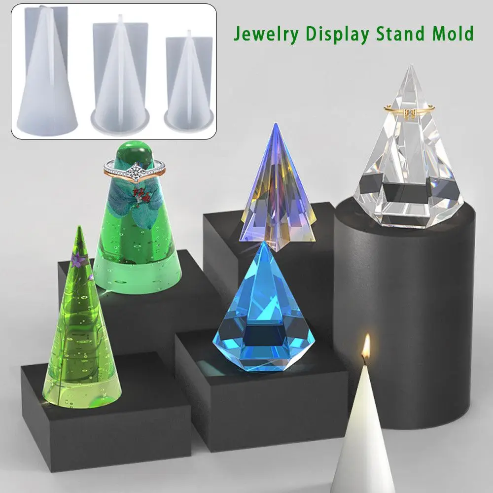 

DIY Pyrami Jewelry Making Tools Casting Ring Holder Mold Ring Stand Ring Cone Resin Mold Jewelry Display Stand