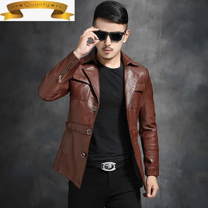 

Jacket Genuine Leather Cowhide Men 100% Real Cow Leather Coat Motorcycle Jacket Men Windbreaker Hommes Veste L19-1311 KJ7827