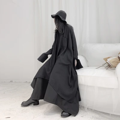 Женская рубашка в стиле темного Ямамото оригинальная нишевая дизайнерская