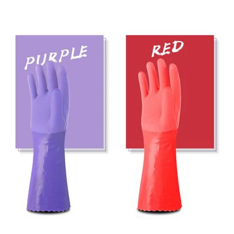 

Durable Water-proof Dishwashing Gloves Rubber Scrub Cleaning Gloves Clothes car Washing Household Multicolor Long Sleeve Gloves