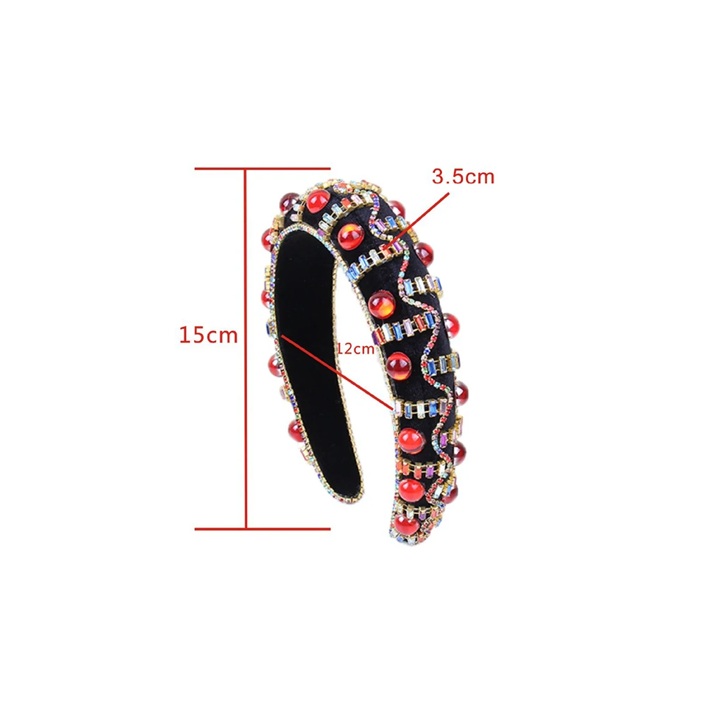 

Luxury Baroque Sparkly Padded Rhinestones Headbands Full Crystal Hairbands Wide Headwear White Hair Accessories For Girls