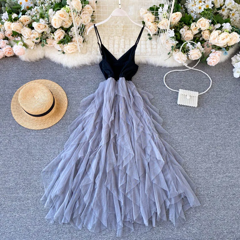 Высококачественное женское платье Летнее Длинное Платье на тонких бретельках