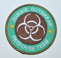 1x zombie hunter outbreak response team biohazard tactical lime iron on patch %e2%89%88 7 5cm