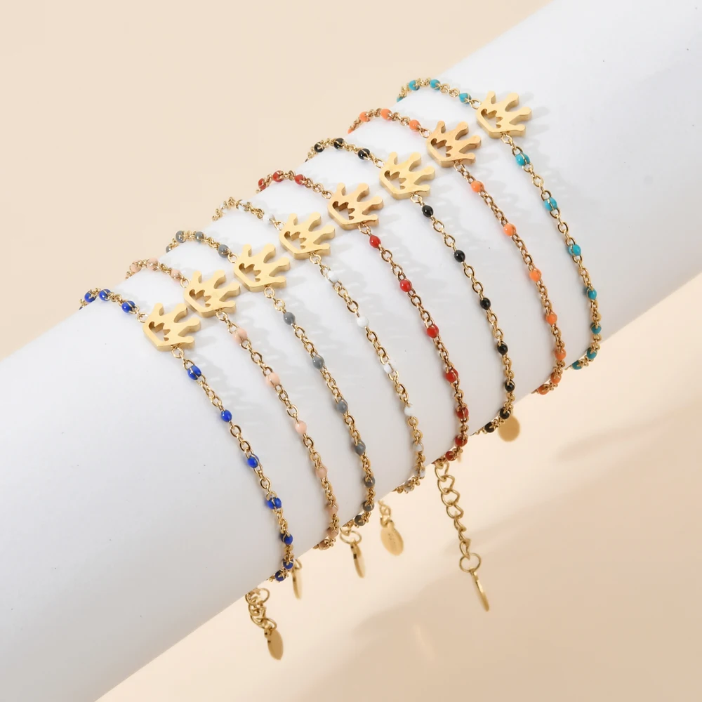 

ZMZY Boho Chain Stainless Steel Bracelet For Women Cartoon Crown Gold Color Pulseira Feminina Lover's Engagement Jewelry