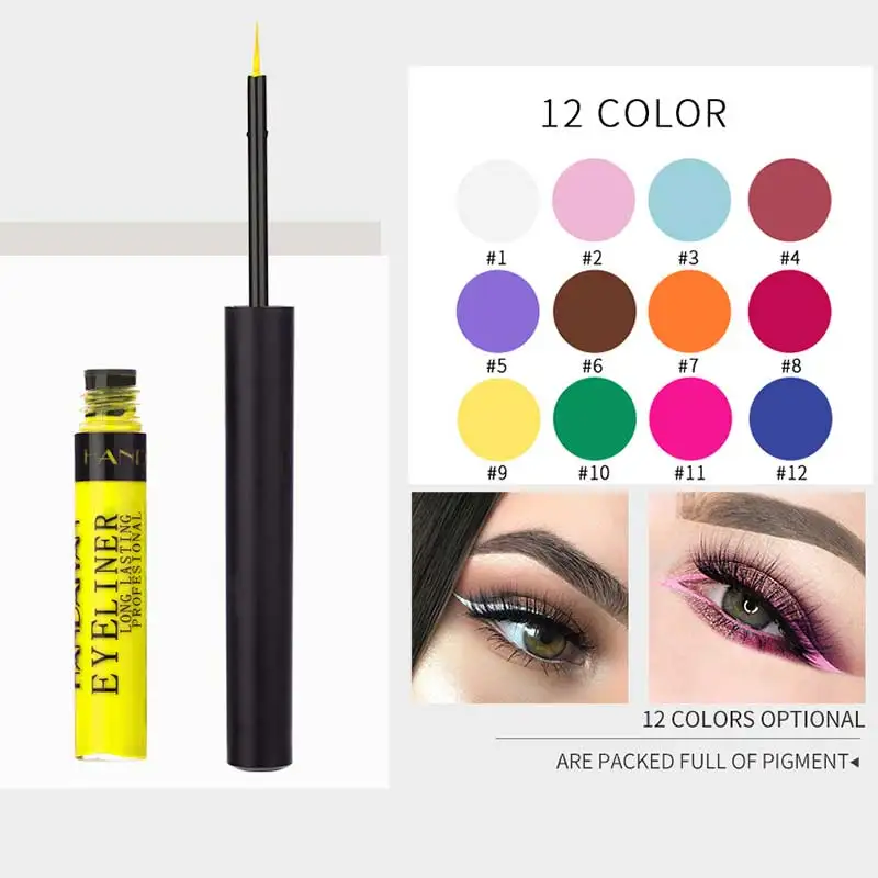 Жидкая подводка для глаз 12 цветов матовая водостойкая долговечная золотая