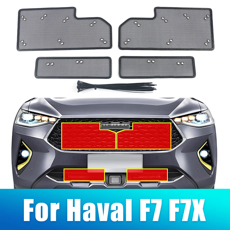 

Car Front Grille Insect Screen Body Protection Cover For Great Wall Haval F7 F7X 2019 2020 2021 Stainless Steel Accessories