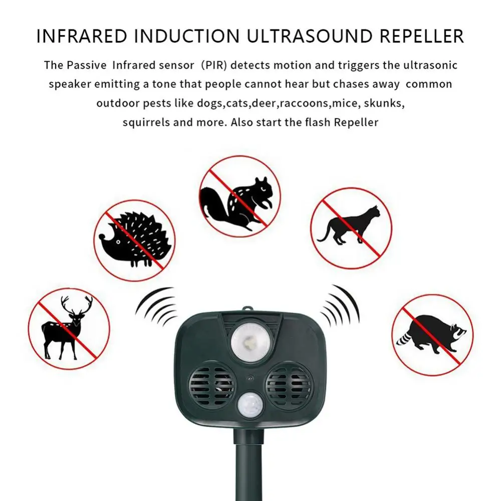 

Solar Outdoor Animal Motion Sensor Ultrasonic Mouse Wild Boar Alarm Repeller Garden Supplies