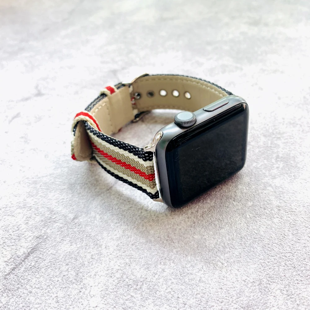 Модный нейлоновый ремешок в полоску для часов Apple Watch 38 мм 40 42 44 iWatch из нейлона