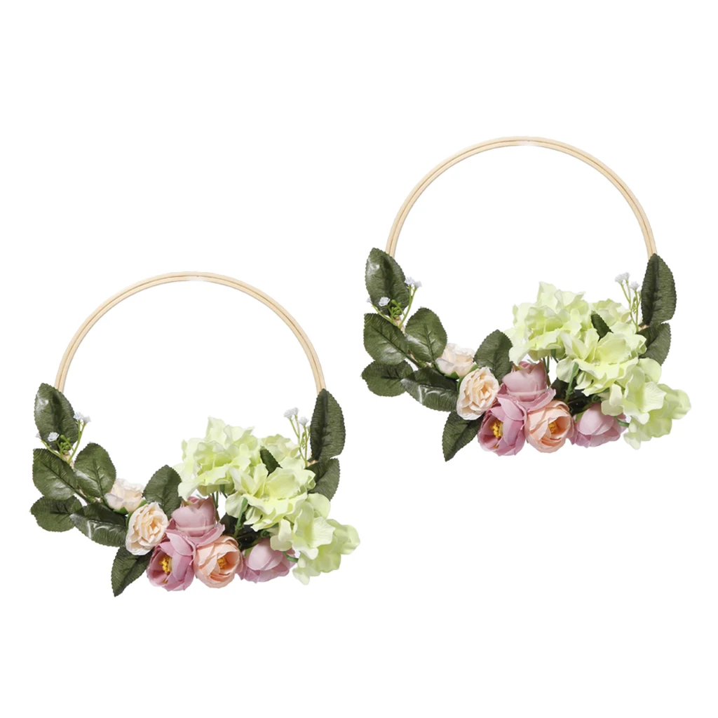 

2Pcs 8' Artificial Flower Hoop Wreath Garland Peony Hanging Decor Wedding