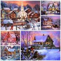 5d diy diamond painting snow scene full diamond embroidery buildings in snow cross stitch kit mosaic home decoration art gifts