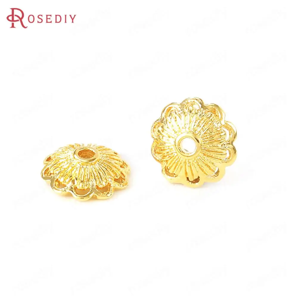 

Латунные шапочки для бусин в форме цветка, 10 шт., диаметр 8 мм, 24 К, золотистого цвета, фурнитура для изготовления ювелирных изделий «сделай са...