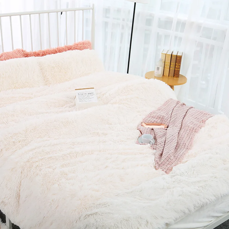 Denisroom мягкая двойная кровать модные однотонные плюшевые одеяла и постельное