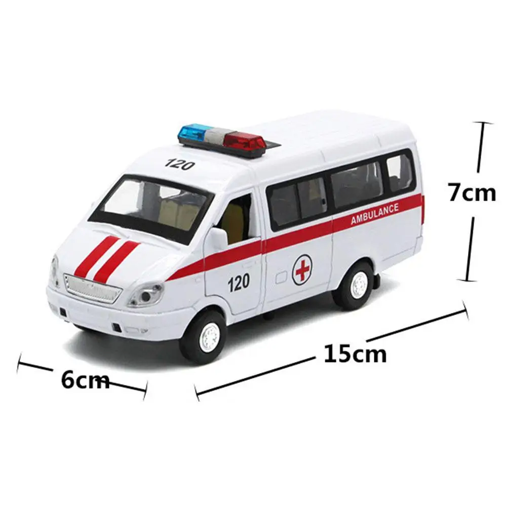 

1/32 Simulation Diecast Ambulance Waggon Alloy Car Truck Pull Back Model with LED Sound Kids Toy