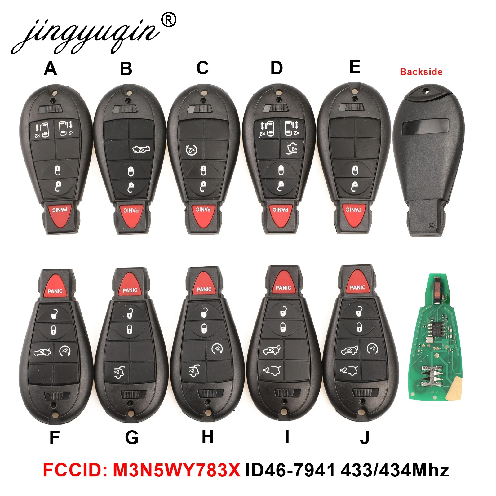 2/3/4/5/6/7 кнопочная дистанционный смарт ключ-брелок для Chrysler M3N5WY783X IYZ-C01C GQ4-53T 433 МГц для Chrysler Jeep Grand Cherokee