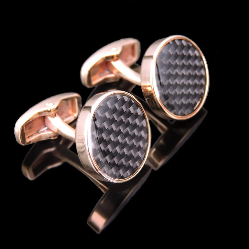 WN мужские запонки для французских рубашек ссылки высокого качества брендовые розовое золото углеродное волокно узор Запонки модная одежда аксессуары и украшения