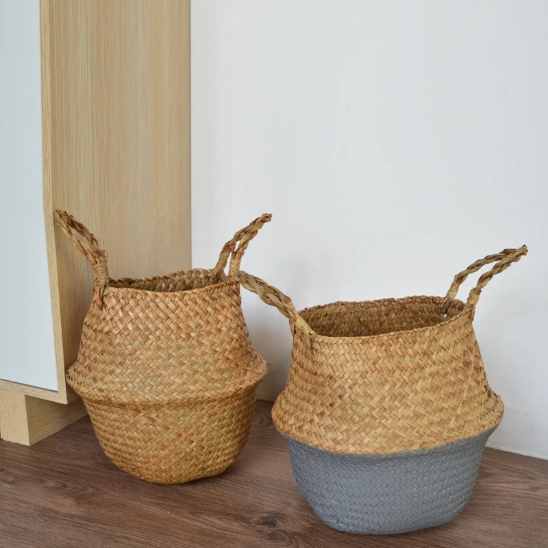 Корзина для хранения ручной работы в стиле бохо домашнего декора соломенный