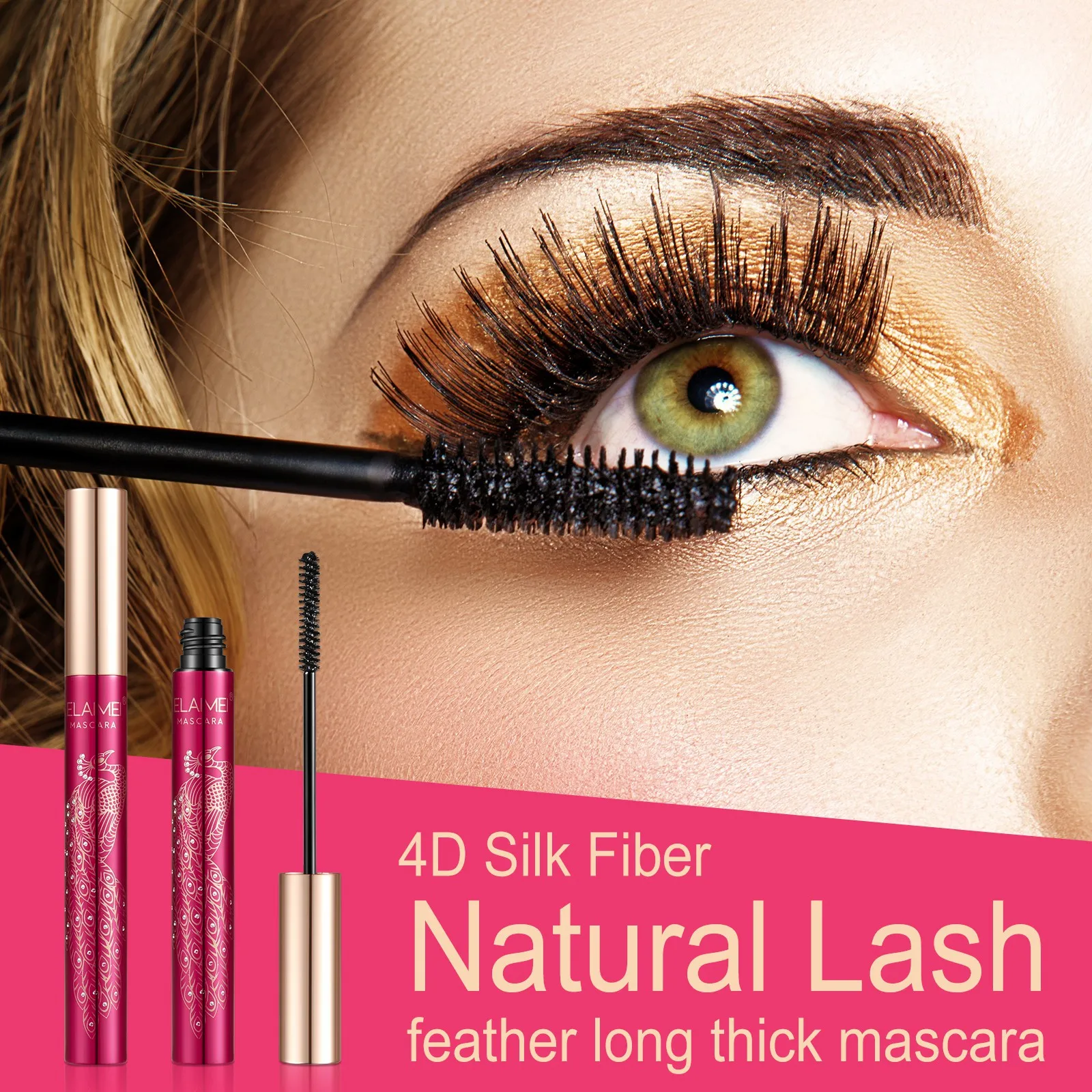 

4d Silk Fibre+eyelash Waterproof Mascara Eyelash Extension Long Lasting Mascara Silicone Brush Head Makeup Beauty Tools