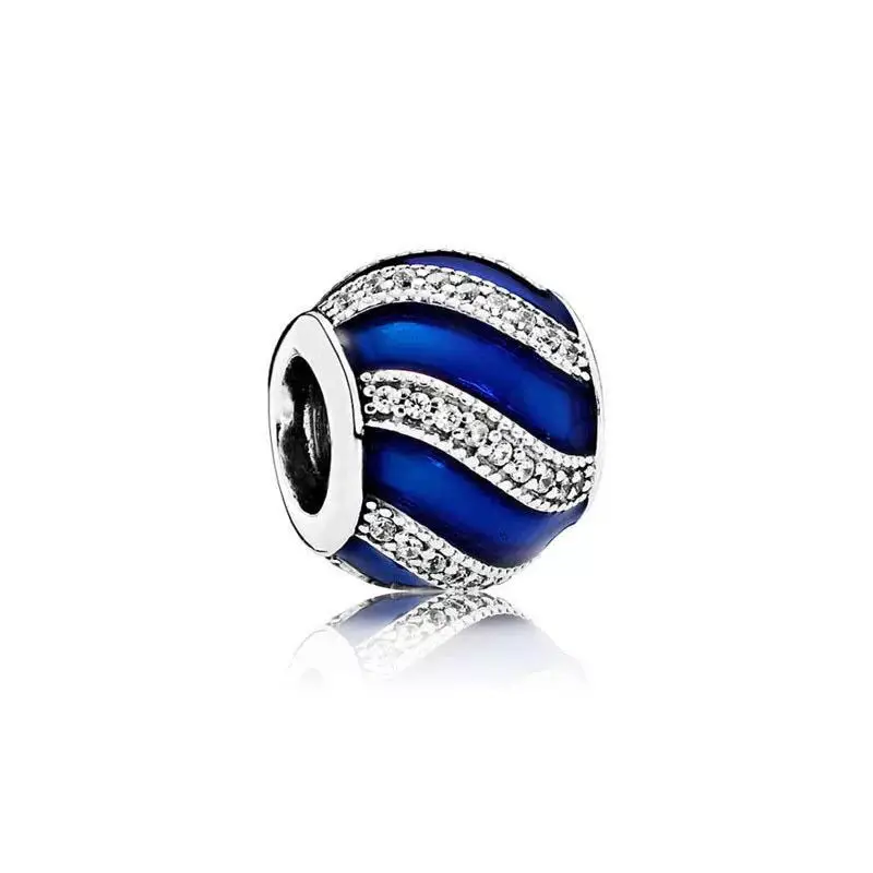 

Ocean Blue Series Genuine 925 Sterling Silver Beads Suitable For Original Pandora Bracelet Making Fashionable DIY Ladies Jewelry