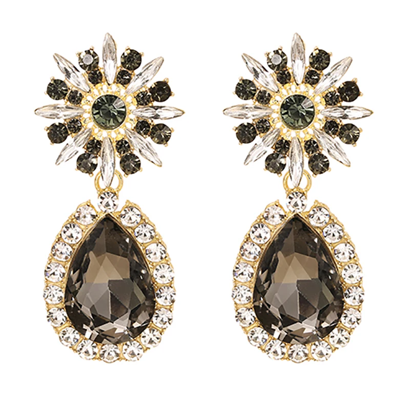 

ZHINI Новое поступление высококачественные большие стразы серьги в форме капли воды для женщин Свадебные модные ювелирные изделия аксессуар...