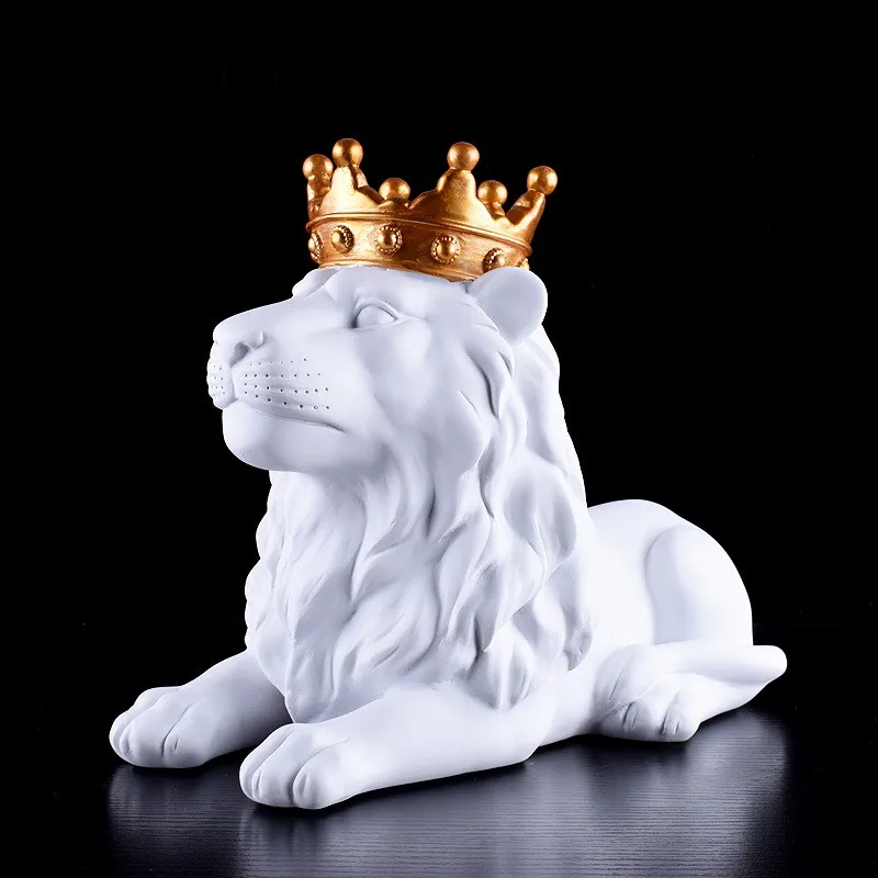 Скандинавский стиль корона лев статуя короля изделия из смолы моделирование Лев