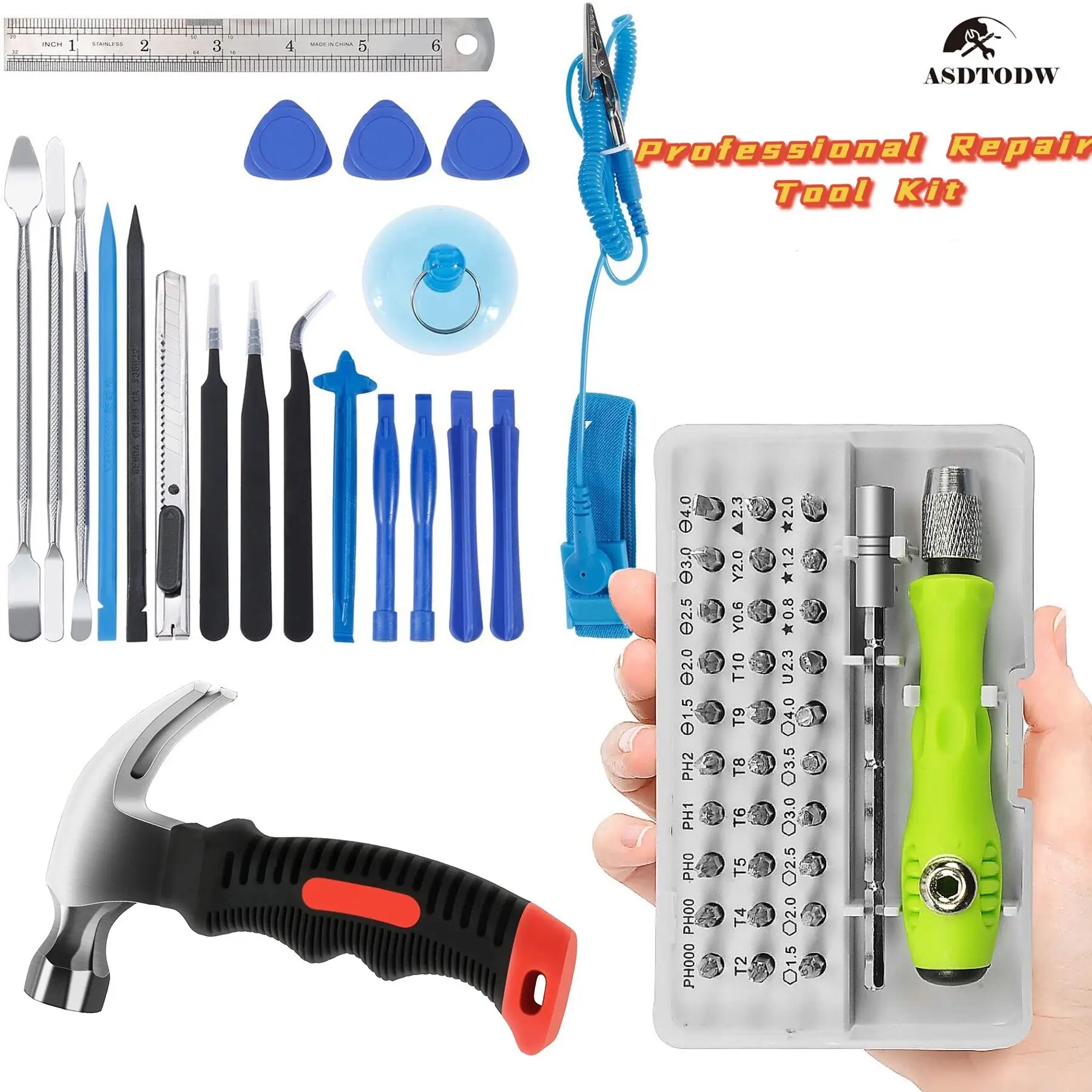 

Tool Repair 32 In 1 Screwdriver Set Mini Hammer 21 in 1 Opening Pry Tool Kit 1-54PCS Phone Mobile IPad Camera Maintenance
