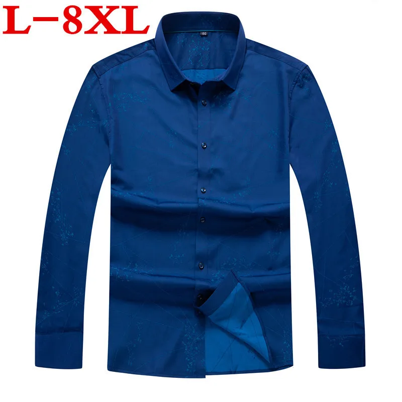 

8XL size Large 7XL plus 6X autumn printed long sleeve camisa male Loose flower shirts vintage Casual men Shirt