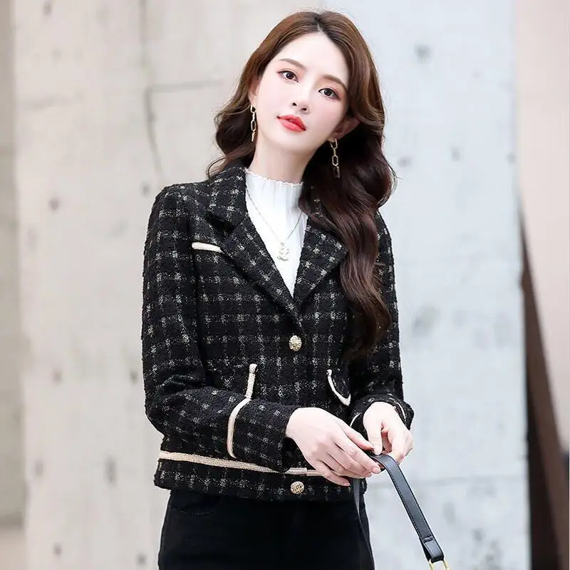 

Woolen Coat Women Clothes New 2022 Spring Woolen Jacket Women Clothing Autumn Short Slim Thick Warm Parka Female Coats Black