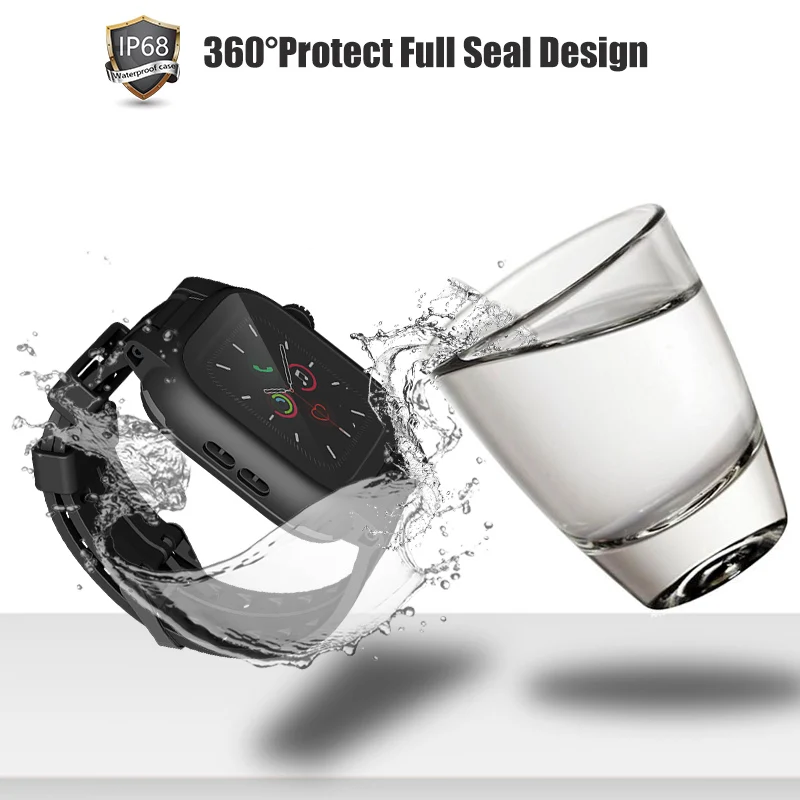 Силиконовый водонепроницаемый чехол Shellbox для Apple Watch ремешок 44 мм iWatch 4 5