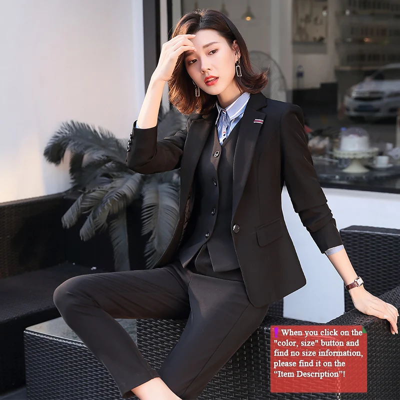 Женский деловой костюм Lenshin из 3 предметов пиджак жилет и брюки высокого качества