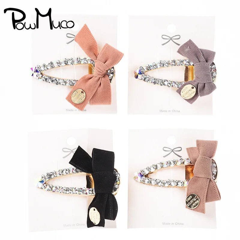 

Powmuco Shining Rhinestone Geometry Duckbill Clip Cute Bowknot Hairpin Women Bangs Barrette Lady Headwear Clothing Accessories