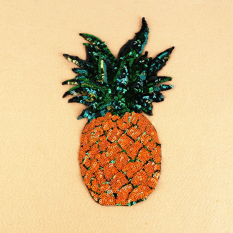 

Big Applique Pineapple Sequined Patch Sewing Patches Heat Transfer Stickers for Clothes Jacket DIY Art Craft Decoration