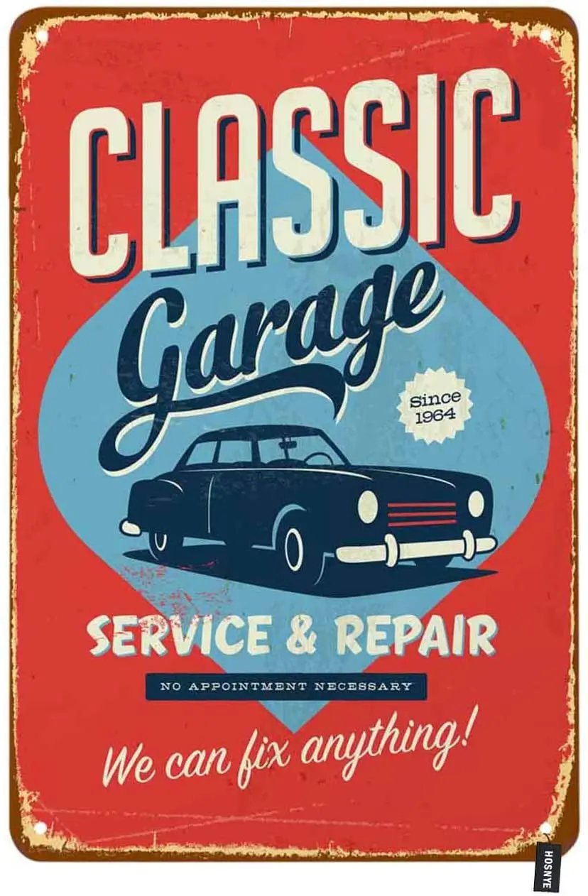 

Classic garage retro style with letters we can repair anything metal tin sign wall art decoration home bar